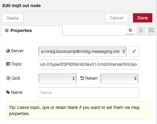 Node-RED Dashboard Form flow node